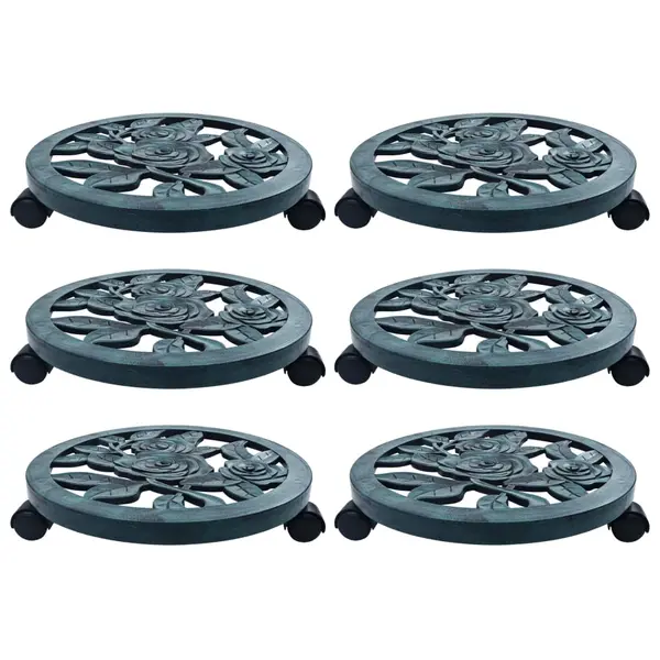 Gossi suporturi de plante cu role, 6 buc., verde, 38 cm, plastic