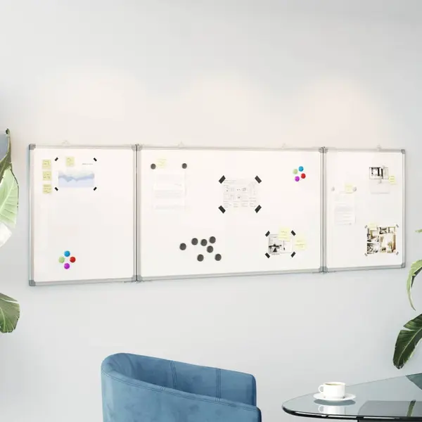 Gossi tabla magnetica pliabila, alb, 160x60x1,7 cm, aluminiu
