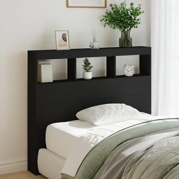 Gossi tablie cu dulap si led, negru, 120x17x102 cm