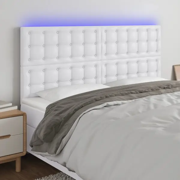 Gossi tablie cu led-uri, alb, 160x5x118/128 cm, piele ecologica