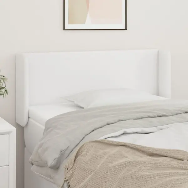 Gossi tablie de pat cu aripioare alb 103x16x78/88 cm piele ecologica