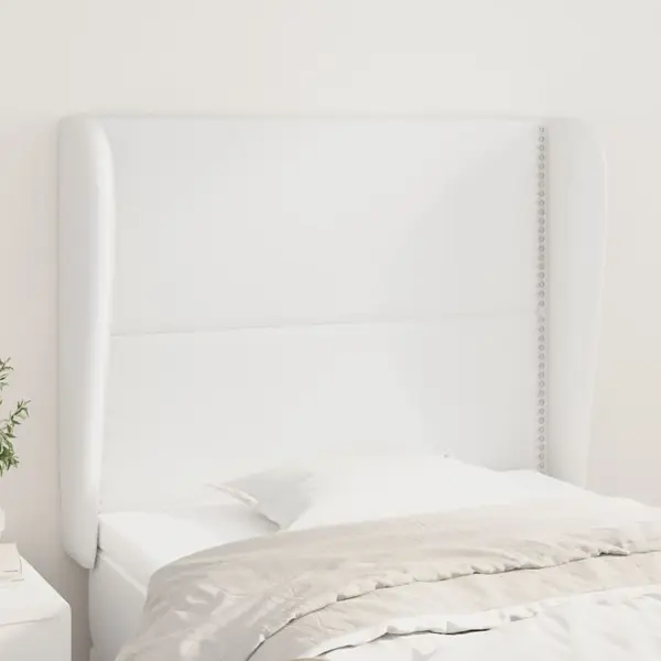 Gossi tablie de pat cu aripioare, alb, 103x23x118/128 cm, piele eco