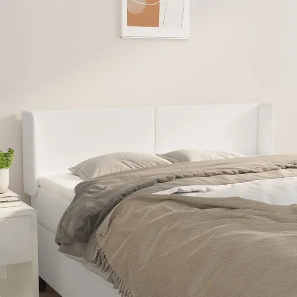 Gossi tablie de pat cu aripioare alb 147x16x78/88 cm piele ecologica