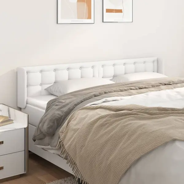 Gossi tablie de pat cu aripioare alb 203x16x78/88 cm piele ecologica