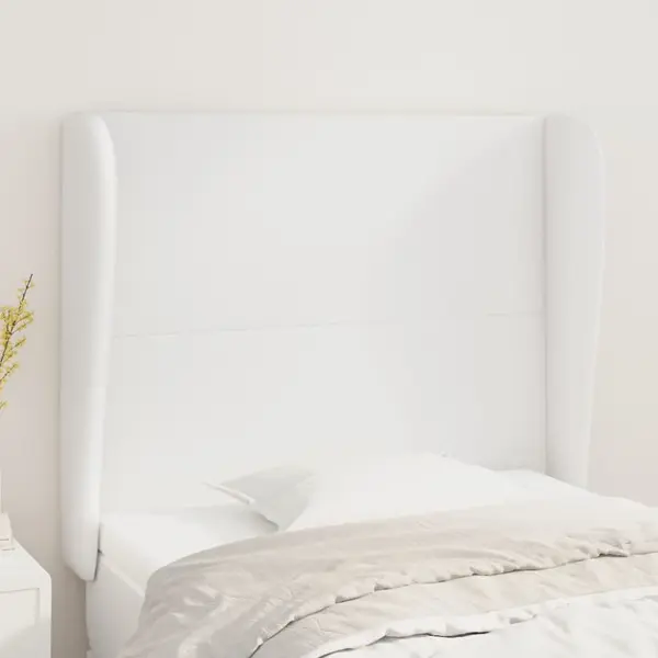 Gossi tablie de pat cu aripioare, alb, 83x23x118/128 cm, piele eco