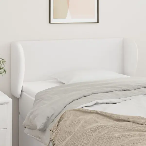 Gossi tablie de pat cu aripioare alb 93x23x78/88 cm piele ecologica