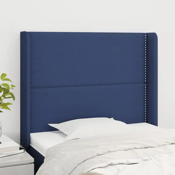 Gossi tablie de pat cu aripioare, albastru, 103x16x118/128 cm, textil