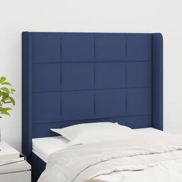 Gossi tablie de pat cu aripioare, albastru, 103x16x118/128 cm, textil