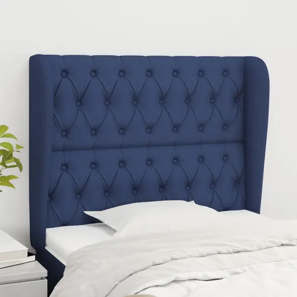 Gossi tablie de pat cu aripioare, albastru, 103x23x118/128 cm, textil