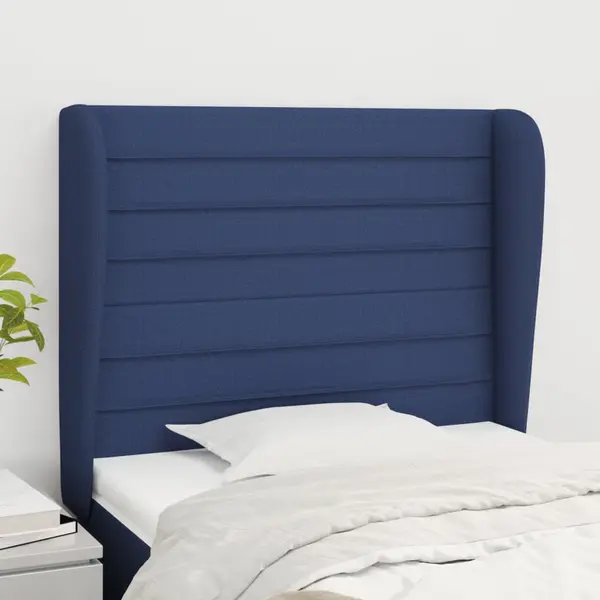 Gossi tablie de pat cu aripioare, albastru, 103x23x118/128 cm, textil