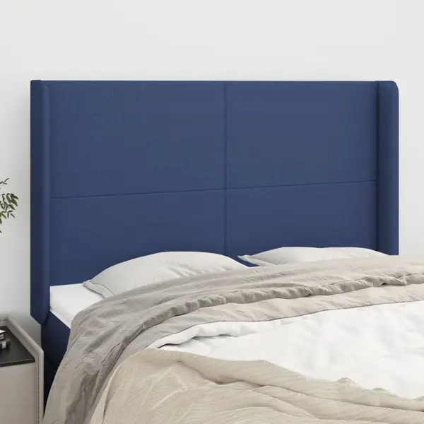 Gossi tablie de pat cu aripioare, albastru, 147x16x118/128 cm, textil