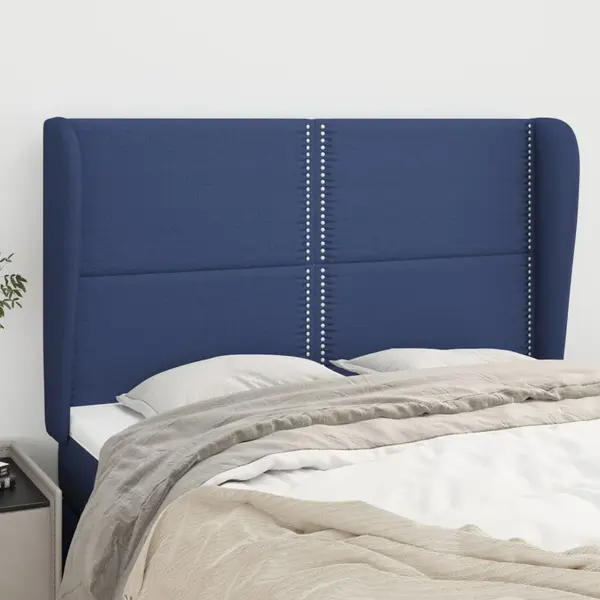 Gossi tablie de pat cu aripioare, albastru, 147x23x118/128 cm, textil