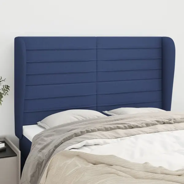 Gossi tablie de pat cu aripioare, albastru, 147x23x118/128 cm, textil