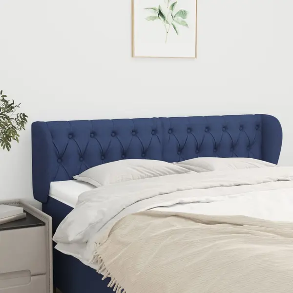 Gossi tablie de pat cu aripioare, albastru, 147x23x78/88 cm textil