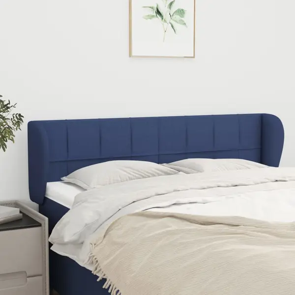Gossi tablie de pat cu aripioare, albastru, 147x23x78/88 cm textil