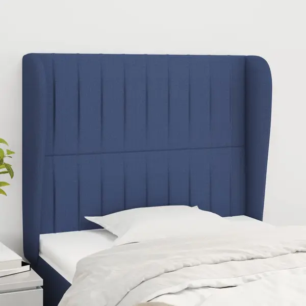 Gossi tablie de pat cu aripioare, albastru, 83x23x118/128 cm, textil
