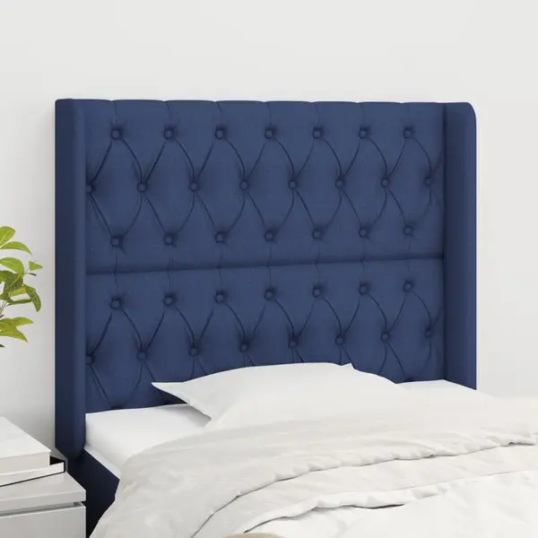 Gossi tablie de pat cu aripioare, albastru, 93x16x118/128 cm, textil