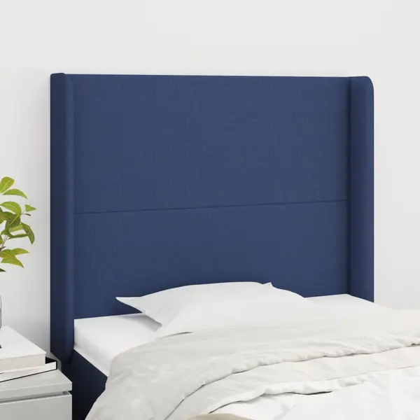 Gossi tablie de pat cu aripioare, albastru, 93x16x118/128 cm, textil