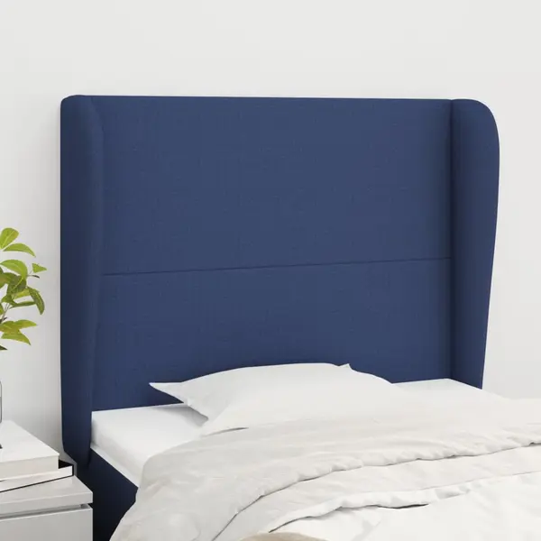 Gossi tablie de pat cu aripioare, albastru, 93x23x118/128 cm, textil