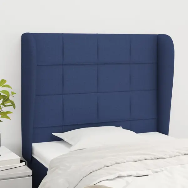 Gossi tablie de pat cu aripioare, albastru, 93x23x118/128 cm, textil