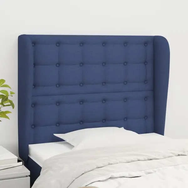 Gossi tablie de pat cu aripioare, albastru, 93x23x118/128 cm, textil