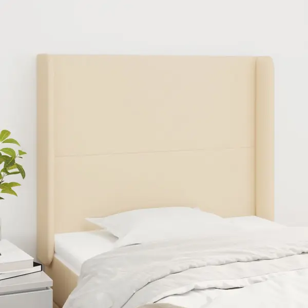 Gossi tablie de pat cu aripioare, crem, 103x16x118/128 cm, textil