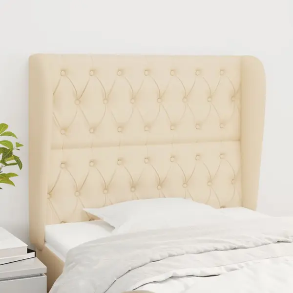 Gossi tablie de pat cu aripioare, crem, 103x23x118/128 cm, textil