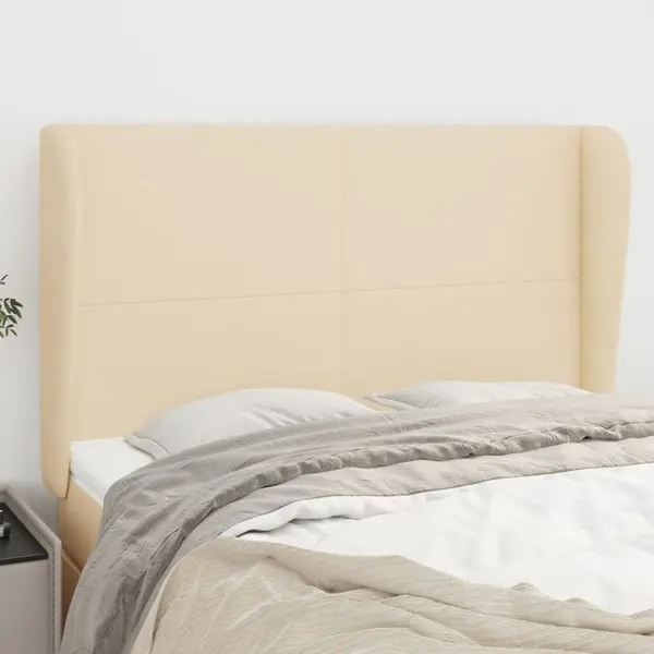 Gossi tablie de pat cu aripioare, crem, 147x23x118/128 cm, textil