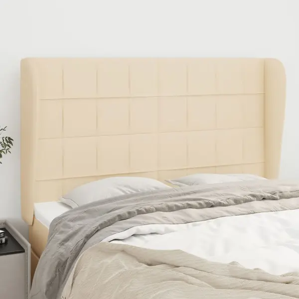 Gossi tablie de pat cu aripioare, crem, 147x23x118/128 cm, textil