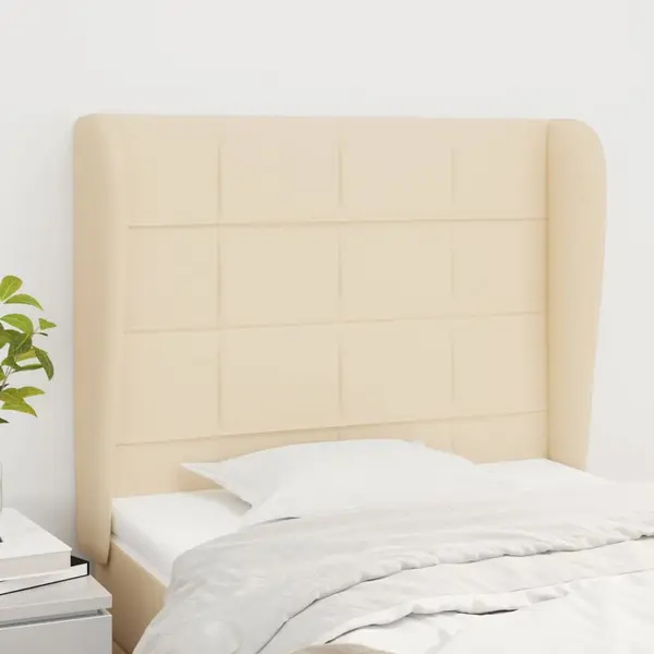Gossi tablie de pat cu aripioare, crem, 83x23x118/128 cm, textil