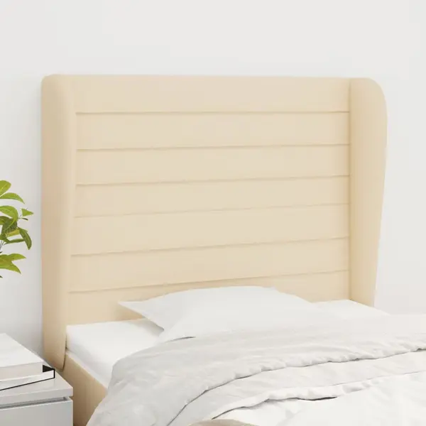 Gossi tablie de pat cu aripioare, crem, 83x23x118/128 cm, textil