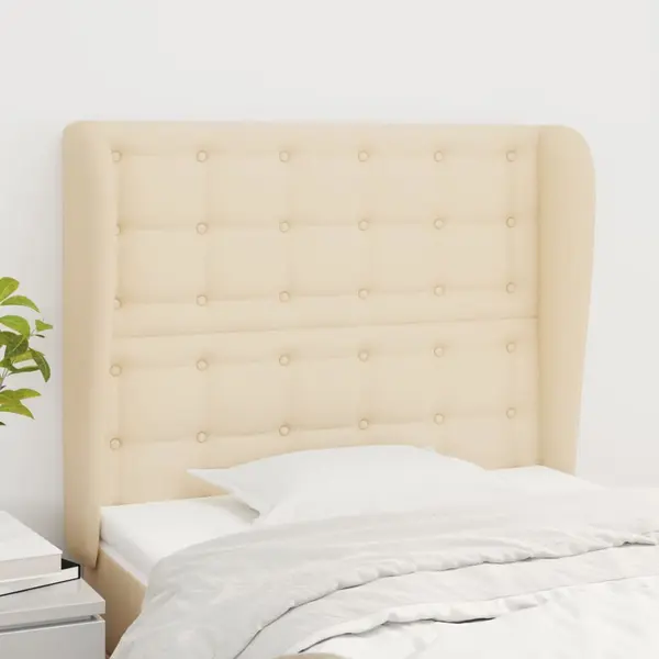 Gossi tablie de pat cu aripioare, crem, 83x23x118/128 cm, textil