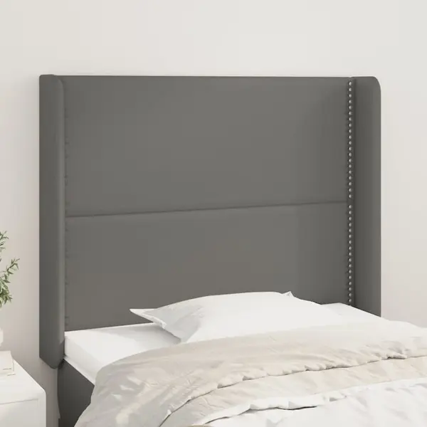 Gossi tablie de pat cu aripioare gri 103x16x118/128 cm piele eco