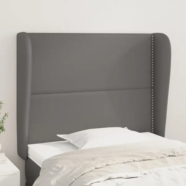 Gossi tablie de pat cu aripioare gri 103x23x118/128 cm piele eco