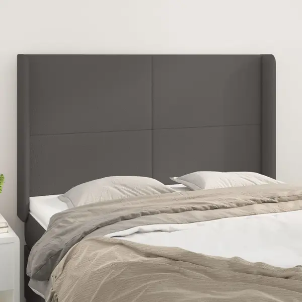 Gossi tablie de pat cu aripioare gri 147x16x118/128 cm piele eco