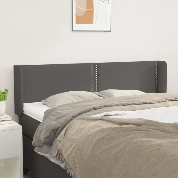 Gossi tablie de pat cu aripioare gri 147x16x78/88 cm piele ecologica