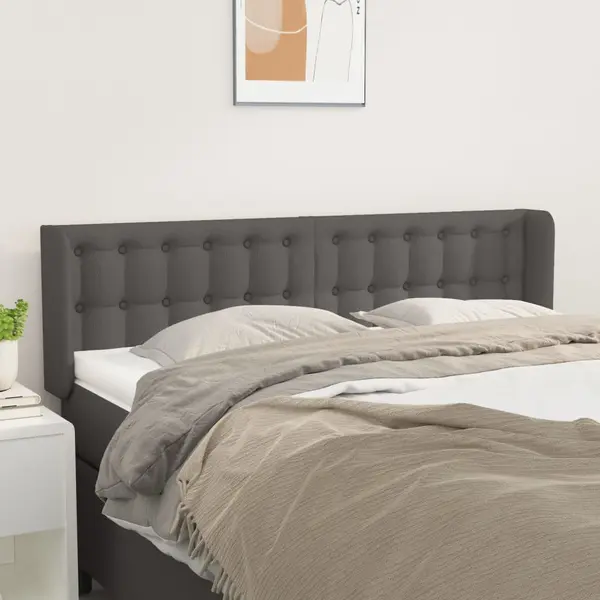 Gossi tablie de pat cu aripioare gri 147x16x78/88 cm piele ecologica