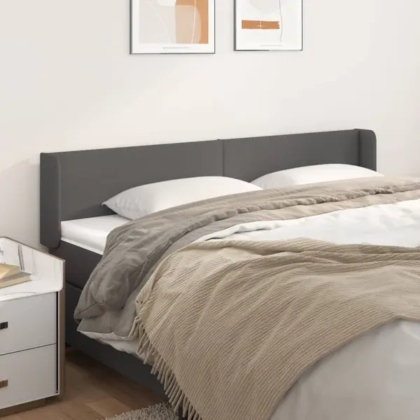 Gossi tablie de pat cu aripioare gri 183x16x78/88 cm piele ecologica