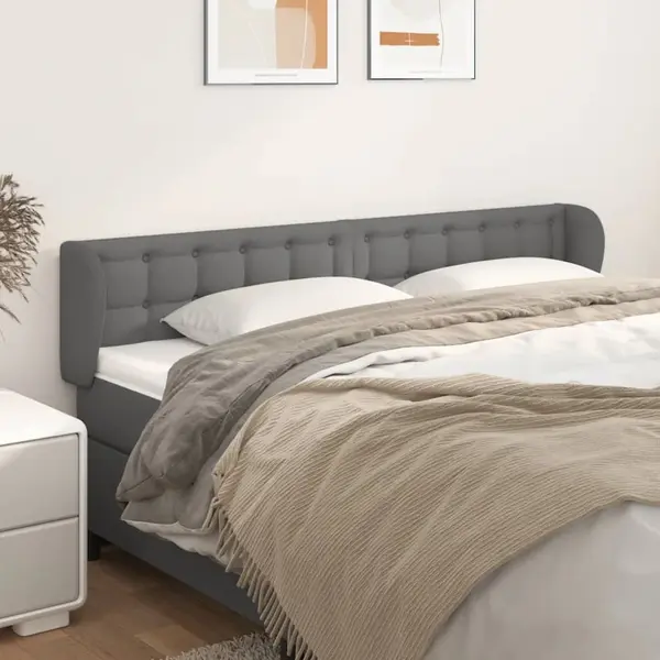 Gossi tablie de pat cu aripioare gri 183x23x78/88 cm piele ecologica