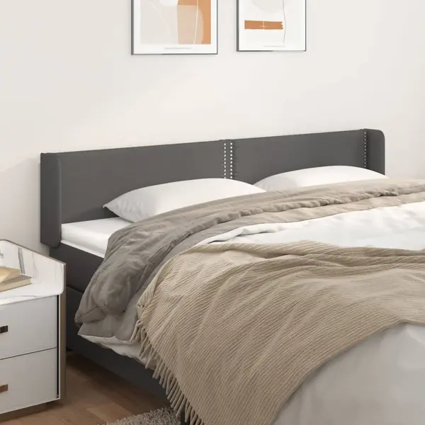 Gossi tablie de pat cu aripioare gri 203x16x78/88 cm piele ecologica