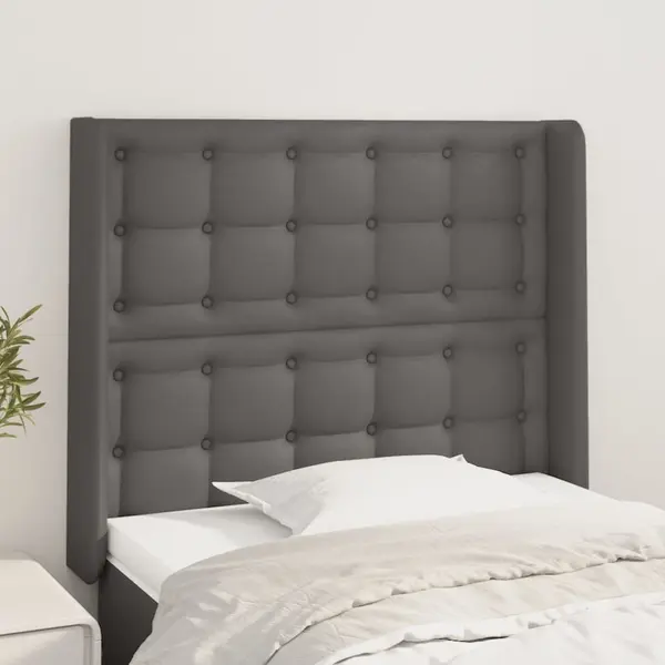Gossi tablie de pat cu aripioare, gri , 83x16x118/128 cm, piele eco