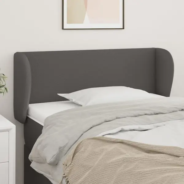 Gossi tablie de pat cu aripioare gri 83x23x78/88 cm piele ecologica