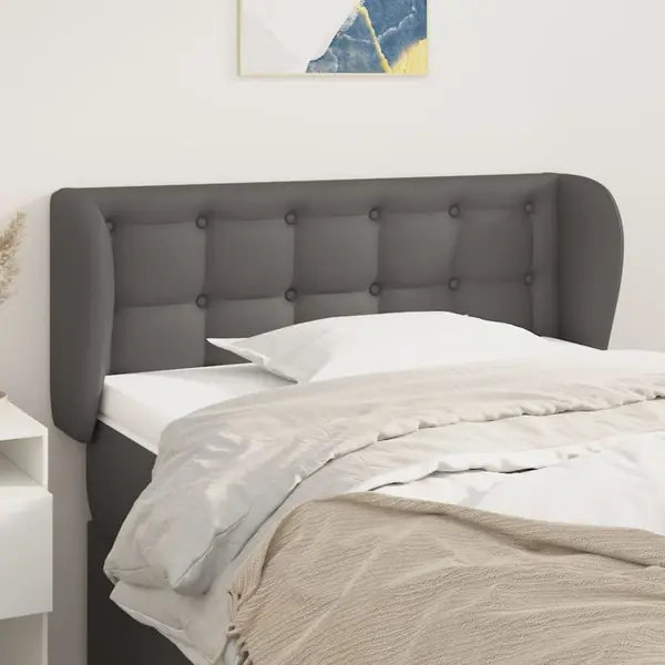 Gossi tablie de pat cu aripioare gri 83x23x78/88 cm piele ecologica