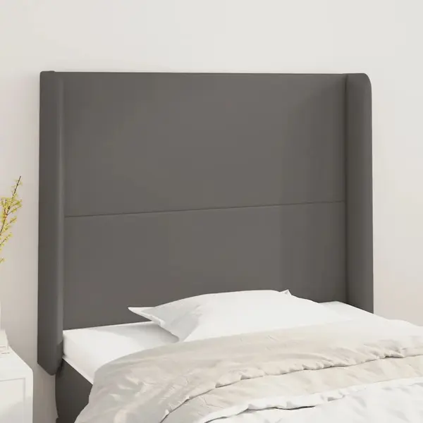Gossi tablie de pat cu aripioare, gri , 93x16x118/128 cm, piele eco