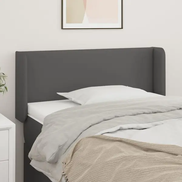 Gossi tablie de pat cu aripioare gri 93x16x78/88 cm piele ecologica