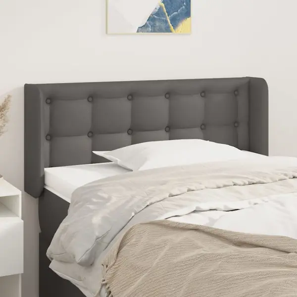 Gossi tablie de pat cu aripioare gri 93x16x78/88 cm piele ecologica