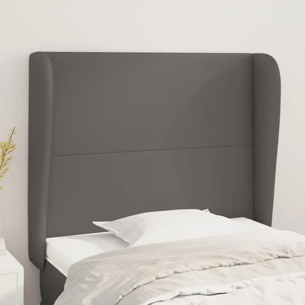 Gossi tablie de pat cu aripioare gri 93x23x118/128 cm piele eco