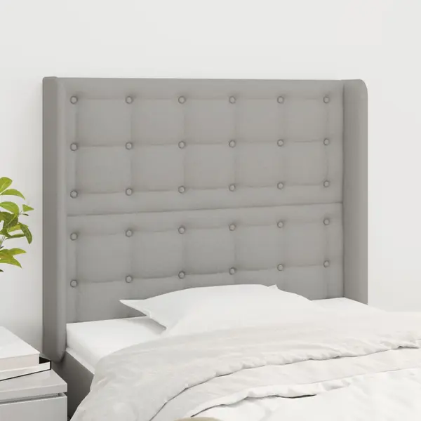 Gossi tablie de pat cu aripioare gri deschis 103x16x118/128 cm textil