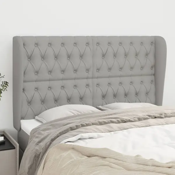 Gossi tablie de pat cu aripioare gri deschis 147x23x118/128 cm textil