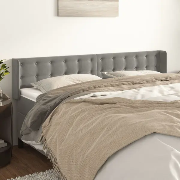 Gossi tablie de pat cu aripioare gri deschis 163x16x78/88 cm catifea
